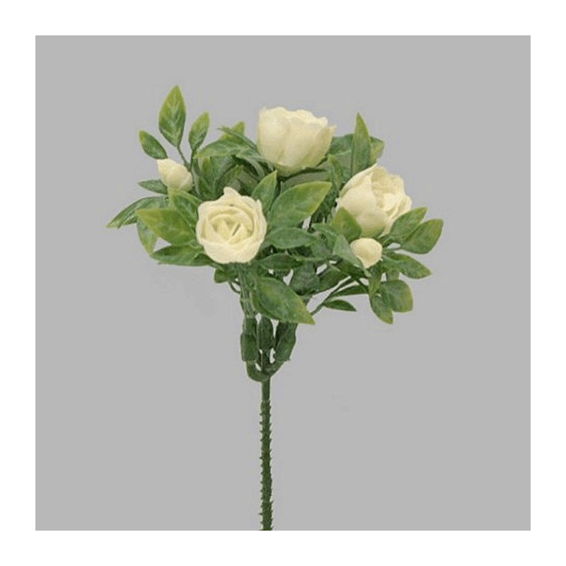 roos van zijde bosje kleur wit lengte 20 cm