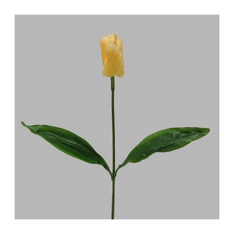 Tulipe de soie avec des feuilles couleur jaune longueur 65 cm Tulipe de soie avec des feuilles couleur jaune longueur 65 cm
