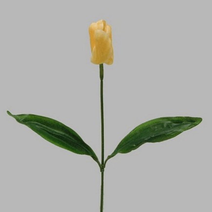 Tulipe de soie avec des feuilles couleur jaune longueur 65 cm