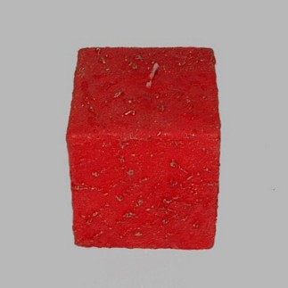 Bougie forme de bloc couleur rouge-or 7 x 7 cm