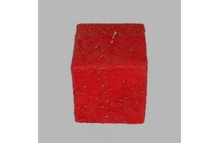 Bougie forme de bloc couleur rouge-or 7 x 7 cm