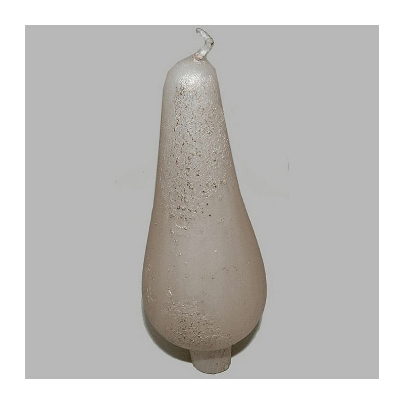 Bougie forme de pic couleur crème-or 15 cm de haut