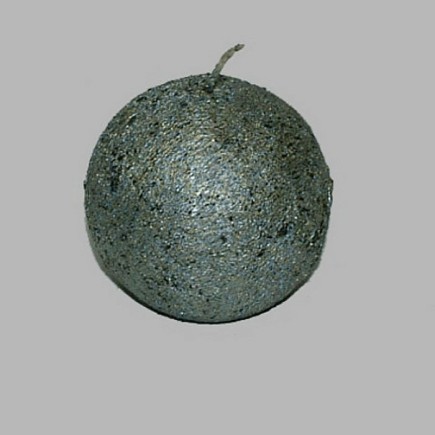 Candle round shape color silver 7.5 cm