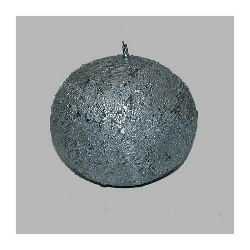 Bougie de forme ronde couleur argent 10 cm