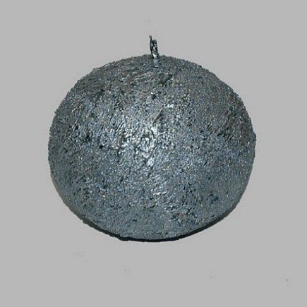 Bougie de forme ronde couleur argent 10 cm