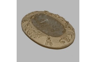 Candle grapes design oval holder 16 cm color creme