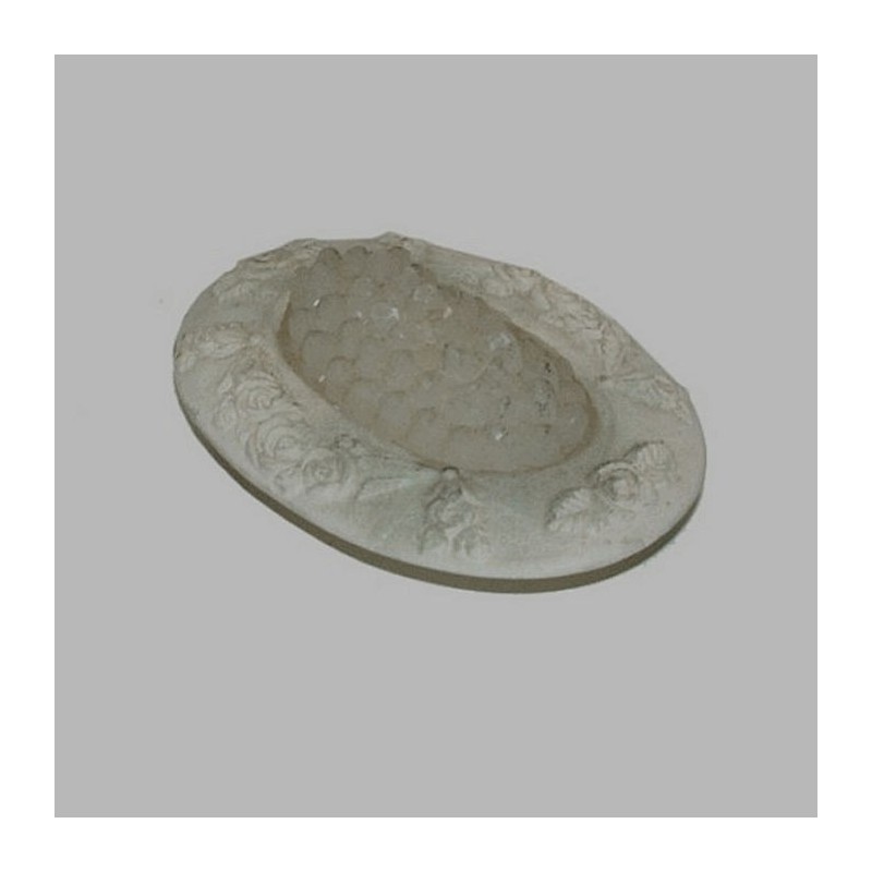 Candle grapes design oval holder 16 cm color grey