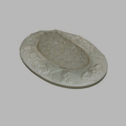 Candle grapes design oval holder 16 cm color grey