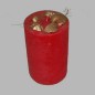 bougie avec coquillages dorés couleur rouge 11.5cm haut 7.5 cm section transversale