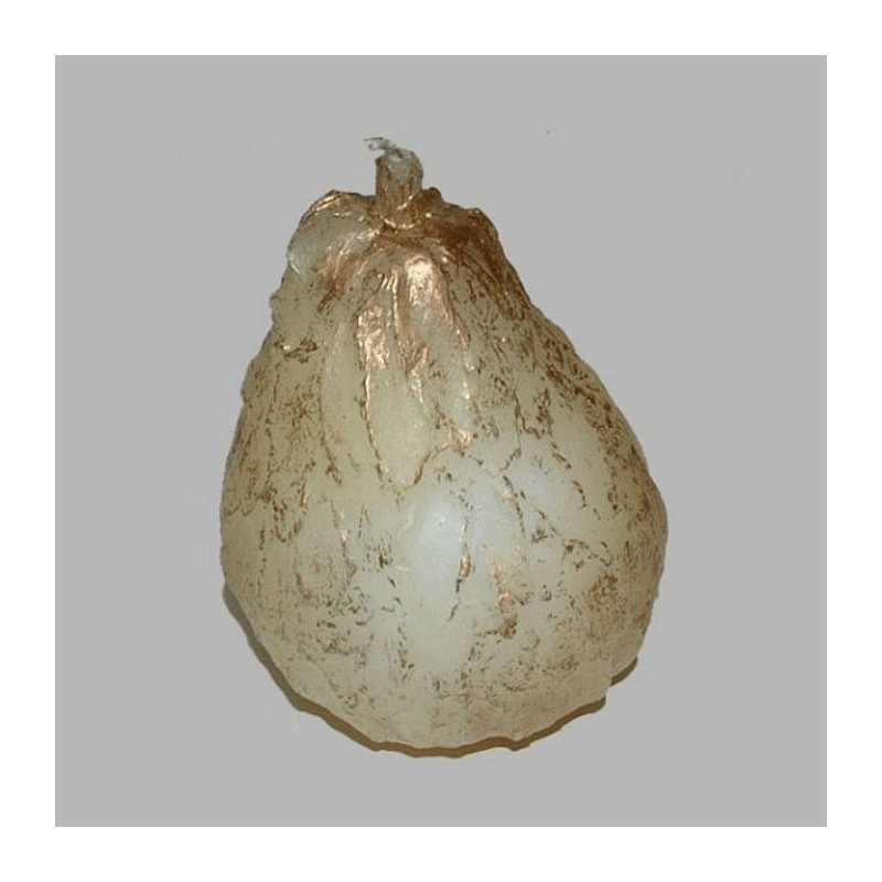 Candle in shape of pear color cream gold 9 cm