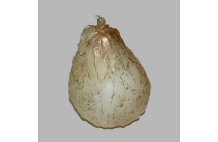 Candle in shape of pear color cream gold 9 cm