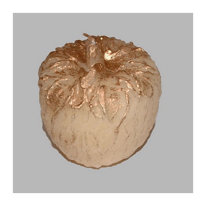 Candle in shape of apple color cream gold 7 cm