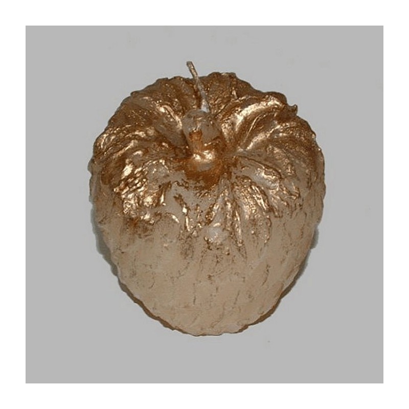 Candle in shape of apple color pink gold 7 cm
