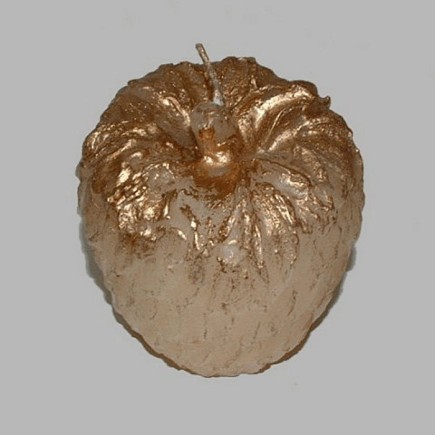 Candle in shape of apple color pink gold 7 cm