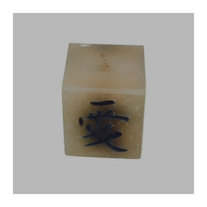 Candle block form Japanese sign color creme 7 5 x 7 5 cm