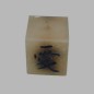 Candle block form Japanese sign color creme 7 5 x 7 5 cm