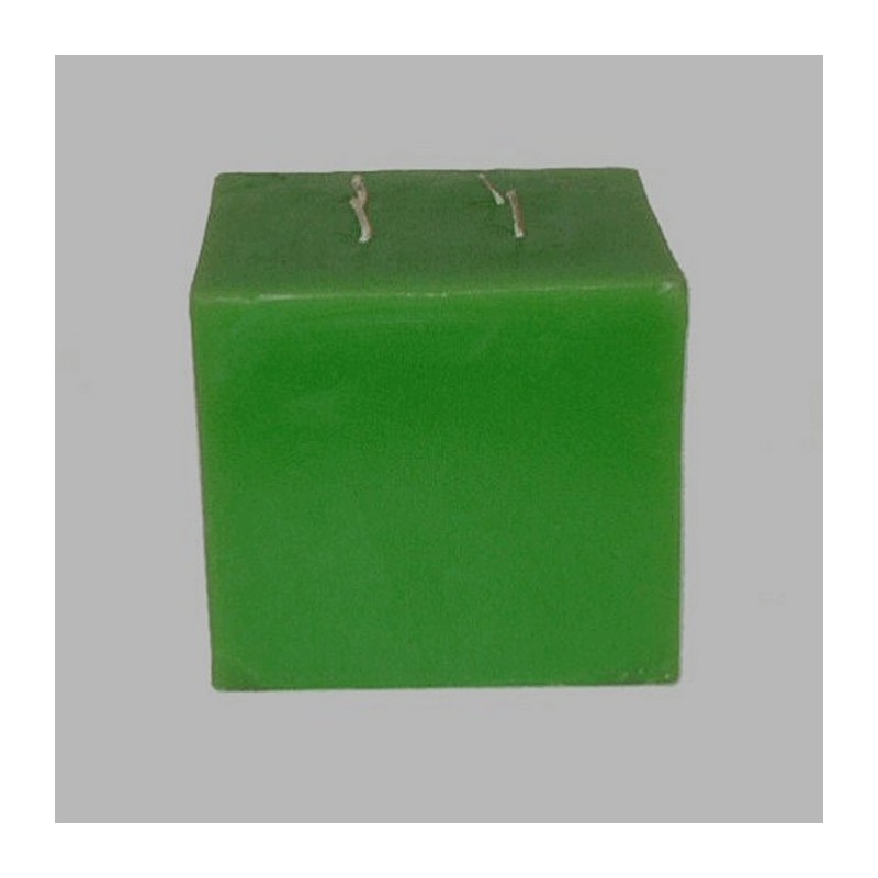 candle block form light green 14 x 14 x 14 cm