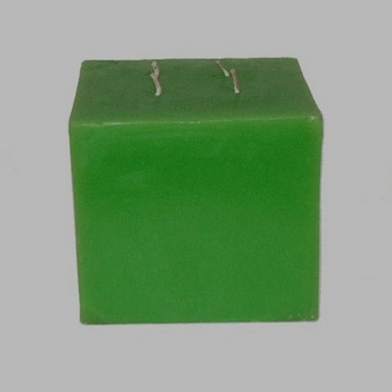 candle block form light green 14 x 14 x 14 cm