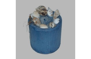 candle with golden sea shells color blue 7 5 cm high 7.5 cm