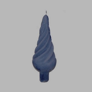 Candle twisted peak shape color blue 15 cm high