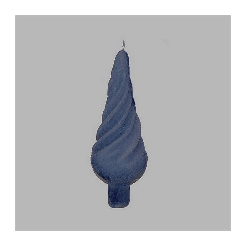 Bougie forme pointe torsadée couleur bleue 15 cm de haut