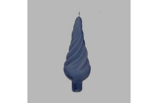 Bougie forme pointe torsadée couleur bleue 15 cm de haut