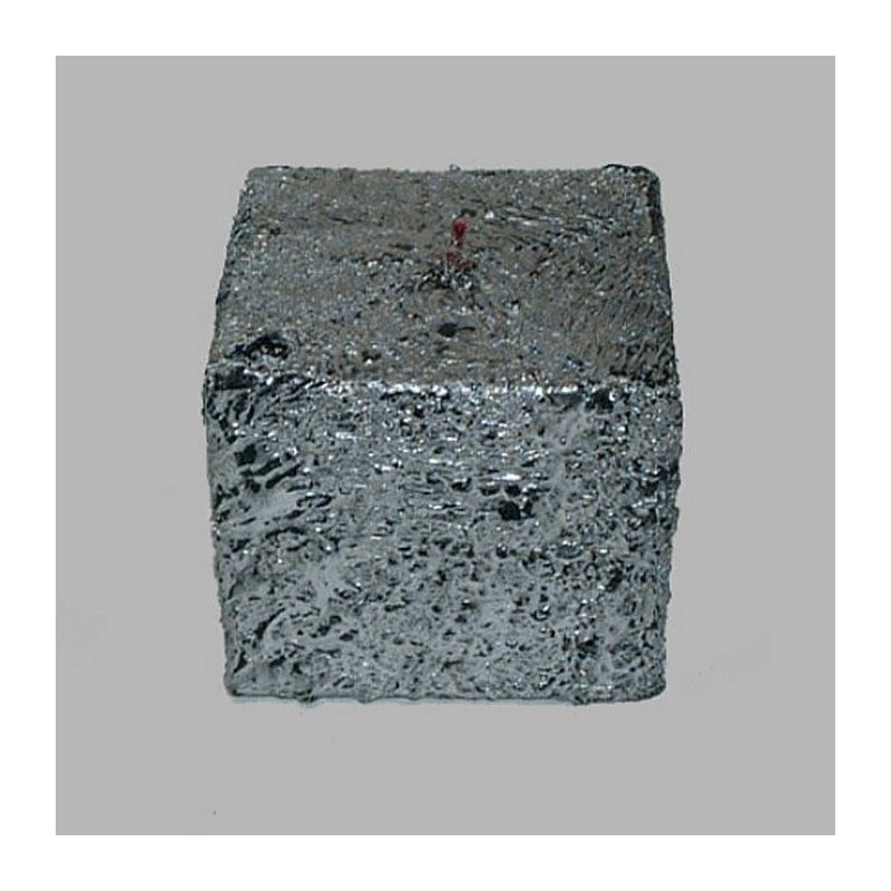 Candle block form color silver 7 x 7 cm
