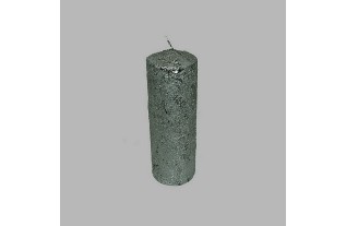 bougie couleur argent 26 cm de haut 7 cm