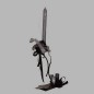 Candle of silver on black pedestal 56 cm high