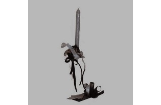 Candle of silver on black pedestal 56 cm high