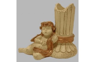 classic chandelier with little angel sitting on the left