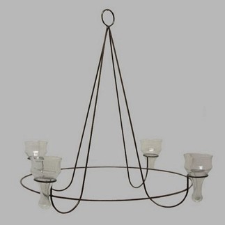 Lustre couronne avec verres à  thé lights black 80 cm H 75 cm