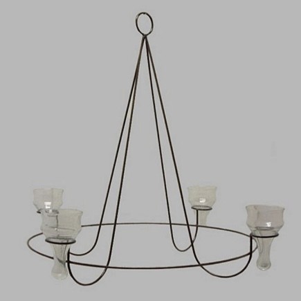 Crown luster with glasses for tea lights black 80 cm H 75 cm