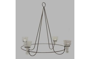Lustre couronne avec verres à  thé lights black 80 cm H 75 cm