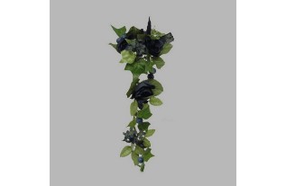 krans van rozen en bessen voor kaars fles kleur blauw