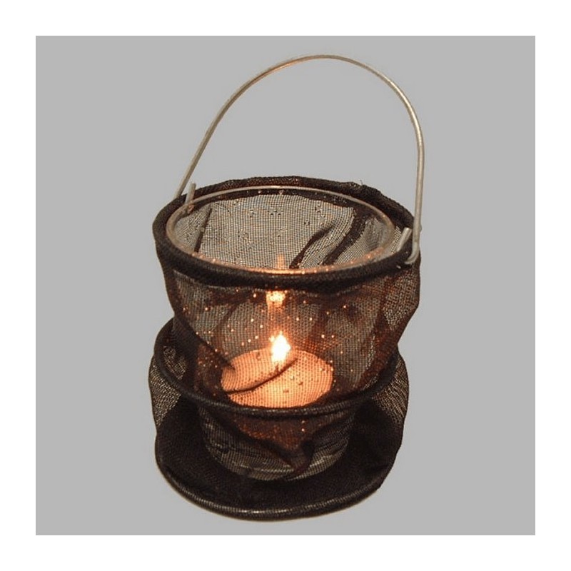 tea light holder glass in black bag 8 cm high 7 cm