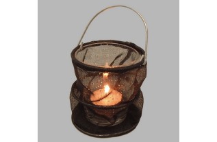 tea light holder glass in black bag 8 cm high 7 cm