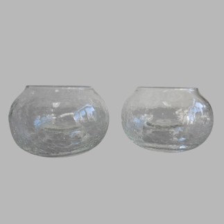 Set of Glass Tea Light Holders with Crackled Glass Design - Atmospheric Decoration