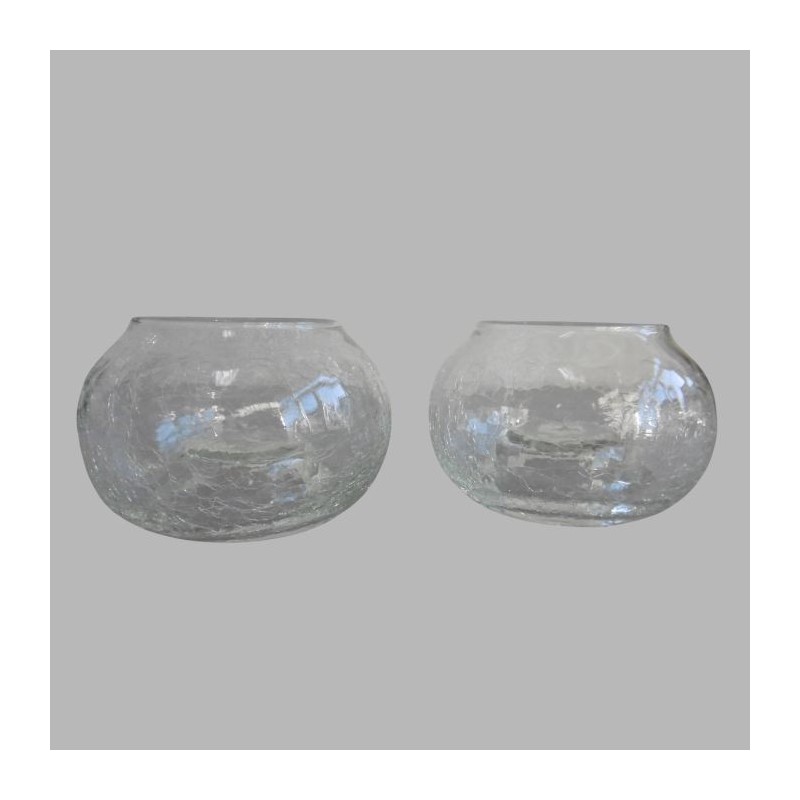 Set de Bougeoirs en Verre avec Motif de Verre Craquelé - Décoration Atmosphérique