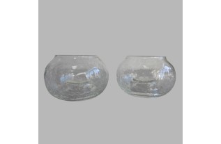 Set of Glass Tea Light Holders with Crackled Glass Design - Atmospheric Decoration
