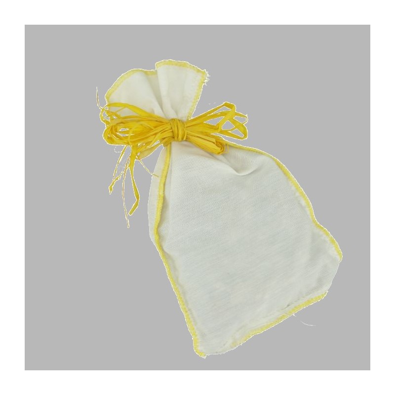 Potpourri white bag with yellow raffia