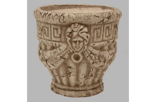 pot de fleurs en pierre avec des têtes de modification