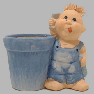 ceramic flower vase with young