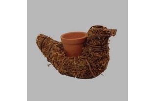pigeon of moss with flower jar naturel 16 x 7 cm