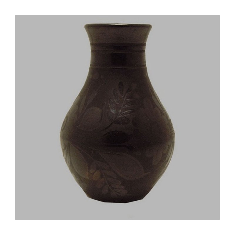 bloemenvaas zwart met bloemmotief