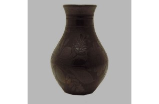 bloemenvaas zwart met bloemmotief