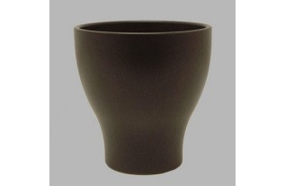 stenen bloempot kelk vorm kleur zwart H 15 x 14 cm