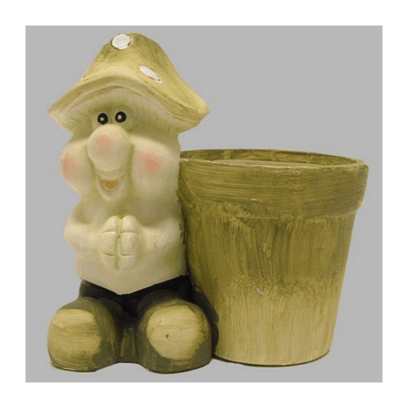 Flower pot with mushroom of ceramic