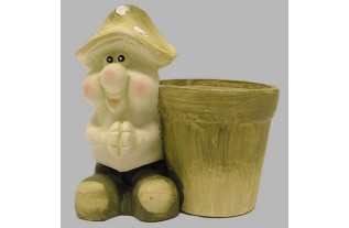 Flower pot with mushroom of ceramic