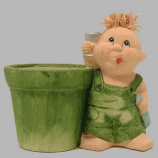 Flowerpot with man of ceramic